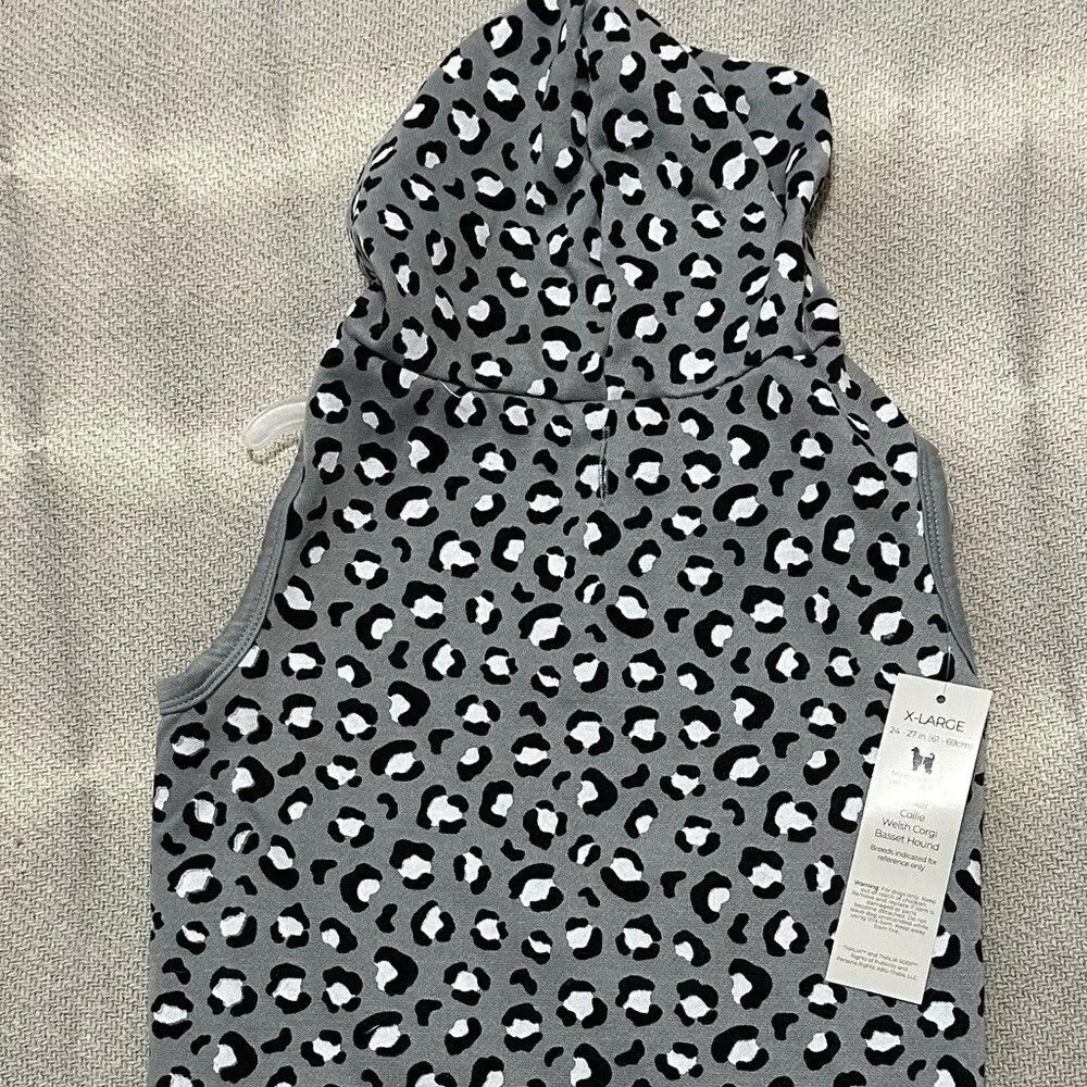 Gray Animal Print Dog Hoodie Size XL NWT Pet Puppy Holiday Gift Shirt